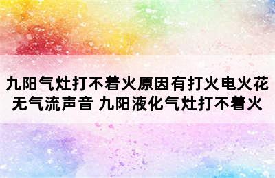 九阳气灶打不着火原因有打火电火花无气流声音 九阳液化气灶打不着火